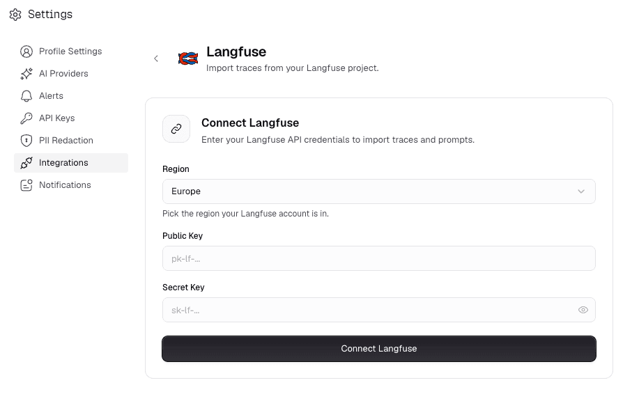 Connect Langfuse